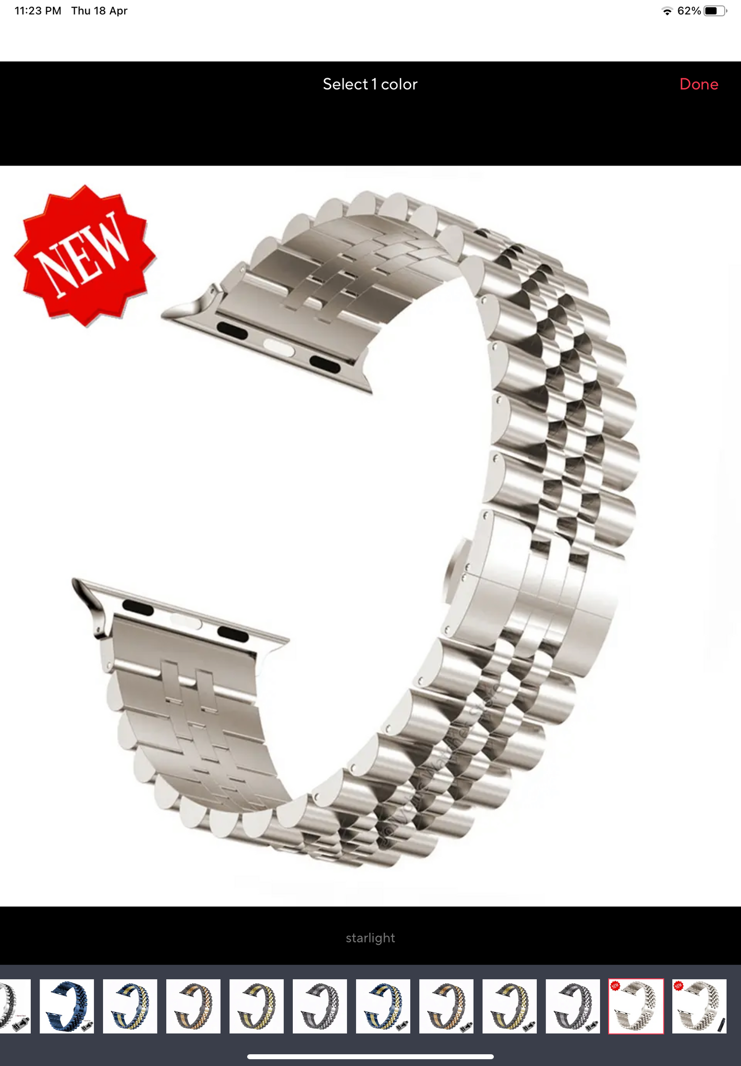 Elegant Stainless Steel Watch Band